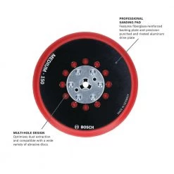 6 in. Medium Hook-and-Loop Multi-Hole Sanding Pad by Bosch -Bosch outlet store bosch backing pads rsm6045 c3 1000