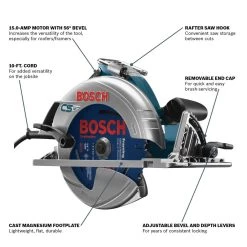 15 Amp 7-1/4 in. Corded Circular Saw with 24-Tooth Carbide Blade and Carrying Bag by Bosch -Bosch outlet store bosch circular saws cs10 40 1000