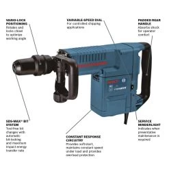 14 Amp 1-9/16 in. Corded Variable Speed SDS-Max Concrete Demolition Hammer with Carrying Case by Bosch 10 14 Amp 1-9/16 in. Corded Variable Speed SDS-Max Concrete Demolition Hammer with Carrying Case by Bosch -Bosch outlet store bosch demolition breaker hammers 11316evs c3 1000
