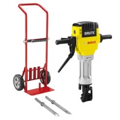 Brute 15 Amp 1-1/8 in. Corded Concrete Portable Electric Hex Breaker Hammer Kit with Cart and 2 Chisels by Bosch