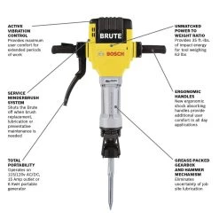 Brute 15 Amp 1-1/8 in. Corded Concrete Portable Electric Hex Breaker Hammer Kit with Cart and 2 Chisels by Bosch -Bosch outlet store bosch demolition breaker hammers bh2760vcb a0 1000