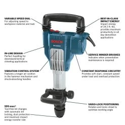 15 Amp 1-1/8 in. Corded Variable Speed SDS-Max Power Inline Demolition Hammer for Concrete with Carrying Case by Bosch -Bosch outlet store bosch demolition breaker hammers dh1020vc a0 1000