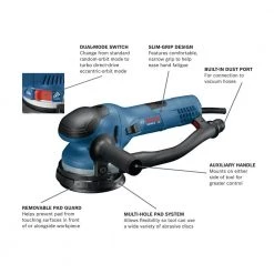 120-Volt 5 in. Dual-Mode Random Orbit Sander by Bosch -Bosch outlet store bosch disc sanders get65 5n 40 1000