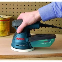 2.5 Amp 5 in Corded Single Speed Palm Random Orbital Sander/Polisher by Bosch -Bosch outlet store bosch disc sanders ros10 1d 1000