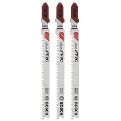 4 in. 10 TPI High Carbon Steel T-Shank Jig Saw Blade for Cutting PVC without Melting (3-Pack) by Bosch