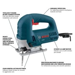 6 Amp Corded Variable Speed Top-Handle Jig Saw Kit with Assorted Blades and Carrying Case by Bosch -Bosch outlet store bosch jigsaws js260 40 1000