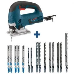 6.5 Amp Corded Variable Speed Top-Handle Jig Saw Kit with Case and Bonus T-Shank Jig Saw Blade Set (15-Pack) by Bosch