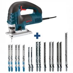 7 Amp Corded Variable Speed Top-Handle Jig Saw Kit with Case and Bonus T-Shank Jig Saw Blades (15-Pack) by Bosch