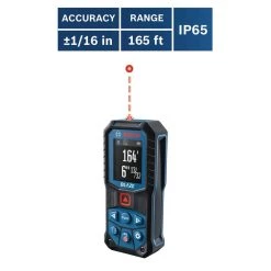 BLAZE 165 ft. Laser Distance Tape Measuring Tool with Color Screen and Measurement Rounding Functionality by Bosch -Bosch outlet store bosch laser distance measurer glm165 22 1d 1000