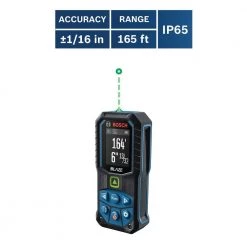 BLAZE 165 ft. Green Laser Distance Tape Measuring Tool with Color Screen and Measurement Rounding Functionality by Bosch -Bosch outlet store bosch laser distance measurer glm165 25g 1d 1000