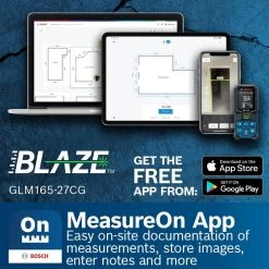 BLAZE 165 ft. Green Laser Distance Tape Measuring Tool with Bluetooth, Haptic Feedback, and Measurement Rounding by Bosch -Bosch outlet store bosch laser distance measurer glm165 27cg fa 1000
