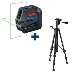 Factory Reconditioned 100 ft. Green Combination Self Leveling Laser and Mount Plus Compact Tripod with Extendable Height by Bosch