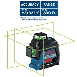 200 ft. Green 360-Degree Laser Level Self Leveling with Visimax Technology, Fine Adjustment Mount and Hard Carrying Case by Bosch -Bosch outlet store bosch laser level gll3 300g 77 1000