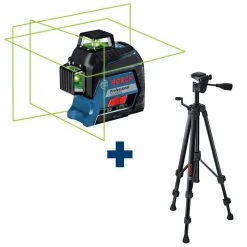 300 ft. Green 360-Degree Self Leveling Laser with Visimax Technology, Mount Plus Compact Tripod with Extendable Height by Bosch