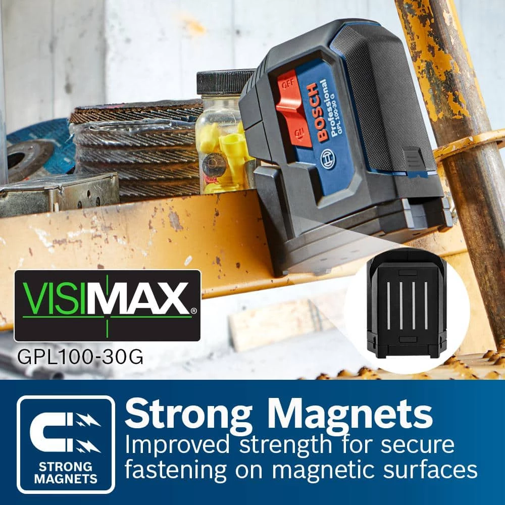 125 ft. Green 3-Point Self-Leveling Laser with VisiMax Technology, Integrated MultiPurpose Mount, and Hard Carrying Case by Bosch 10 125 ft. Green 3-Point Self-Leveling Laser with VisiMax Technology, Integrated MultiPurpose Mount, and Hard Carrying Case by Bosch - Image 10