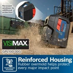 125 ft. Green 3-Point Self-Leveling Laser with VisiMax Technology, Integrated MultiPurpose Mount, and Hard Carrying Case by Bosch 20 125 ft. Green 3-Point Self-Leveling Laser with VisiMax Technology, Integrated MultiPurpose Mount, and Hard Carrying Case by Bosch -Bosch outlet store bosch laser level gpl100 30g c3 1000