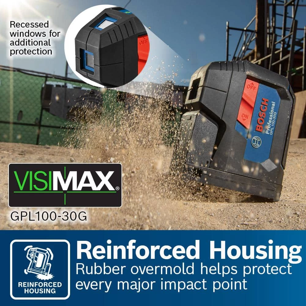 125 ft. Green 3-Point Self-Leveling Laser with VisiMax Technology, Integrated MultiPurpose Mount, and Hard Carrying Case by Bosch 8 125 ft. Green 3-Point Self-Leveling Laser with VisiMax Technology, Integrated MultiPurpose Mount, and Hard Carrying Case by Bosch - Image 8