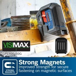 125 ft. Green 5-Point Self-Leveling Laser with VisiMax Technology, Integrated MultiPurpose Mount, and Hard Carrying Case by Bosch -Bosch outlet store bosch laser level gpl100 50g 1f 1000