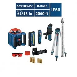 REVOLVE 2000 ft. Horizontal/Vertical Rotary Laser Self Leveling Complete Kit with Manual Dual Slope by Bosch -Bosch outlet store bosch laser level grl2000 40hvk 1d 1000