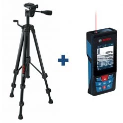 Compact Tripod with Extendable Height Plus Blaze 400 ft. Outdoor Laser Measure with Bluetooth and Camera Viewfinder by Bosch