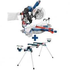 Bosch outlet store 5 15 Amp Corded 10 in. Dual-Bevel Sliding Glide Miter Saw with 60-Tooth Saw Blade with Bonus 32-1/2 in. Folding Leg Stand by Bosch