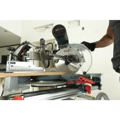 15 Amp Corded 10 in Dual-Bevel Sliding Glide Miter Saw with 60-Tooth Carbide Saw Blade and Bonus Folding-Leg Stand by Bosch -Bosch outlet store bosch miter saws cm10gd t1b 1f 1000
