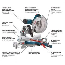 12 in. DUAL-BEVEL GLIDE MITER SAW with FOLDING-LEG MITER SAW STAND by Bosch -Bosch outlet store bosch miter saws gcm12sd t1b 40 1000