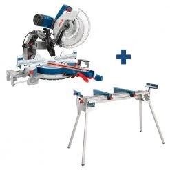 12 in. DUAL-BEVEL GLIDE MITER SAW with FOLDING-LEG MITER SAW STAND by Bosch