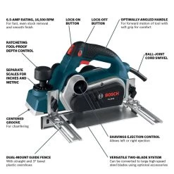 6.5 Amp 3-1/4 in. Corded Planer Kit with 2 Reversible Woodrazor Micrograin Carbide Blades and Carrying Case by Bosch -Bosch outlet store bosch planers pl2632k 40 1000