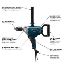 9.0 Amp 5/8 in. Corded Drill/Mixer by Bosch -Bosch outlet store bosch power drills gbm9 16 31 1000