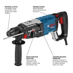 Factory Reconditioned 8.5 Amp Corded 1-1/8 in. SDS-Plus Concrete/Masonry Rotary Hammer Drill with Carrying Case by Bosch -Bosch outlet store bosch rotary hammers gbh2 28l rt c3 1000