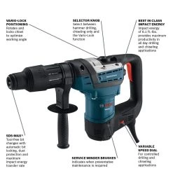 12 Amp 1-9/16 in. Corded Variable Speed SDS-Max Combination Concrete/Masonry Rotary Hammer Drill with Carrying Case by Bosch -Bosch outlet store bosch rotary hammers rh540m a0 1000